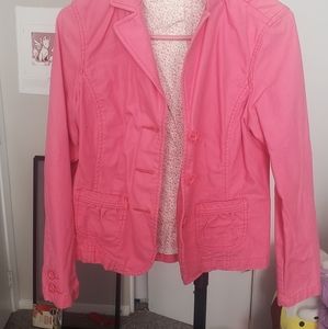 Hot Pink Denim Jacket with Floral Lining